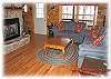 The charming living room and cozy fireplace!