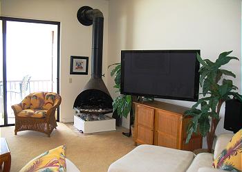 Big Screen TV with Fireplace