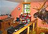 Izzy's Log Home has lots of crowning achievements incorporated into the decore of the property, such as this bull moose mount.  If Taxidermy is not your pleasure,Izzy's Place is not your palace... this would be certain.