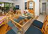 The dining table has comfortable seating for six.