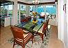 The dining table has seating for six.