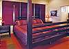 King bed on the lower level: dramatic colors, exquisite!