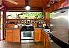 The full kitchen has everything you need to prepare and serve meals.