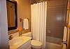 The full bathroom is very clean and neat.