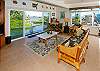 Lagoon House offers plenty of comfortable seating in the ocean-view living room.