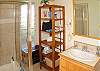 The master bath has a walk-in shower and lots of light.