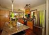 The kitchen is well stocked for all of your cooking needs.