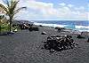 This newly formed black sand beach is a short walk across pahoehoe (smooth) lava from Maka Lava Kai.