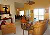 The Living Room has beautiful Hawaiian art and artifacts to enjoy in your Hawaiian vacation place.