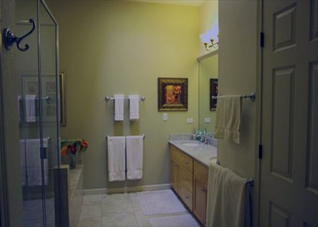 Master bath with soaking tub & separate shower.