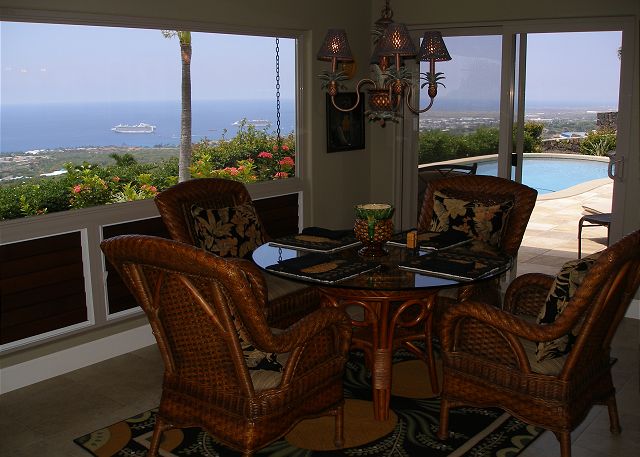 Dining room with a beautiful ocean view