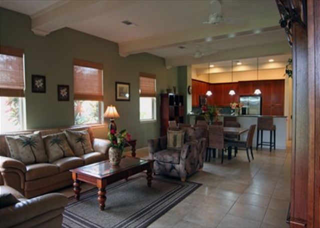 Living room looking into the kitchen.