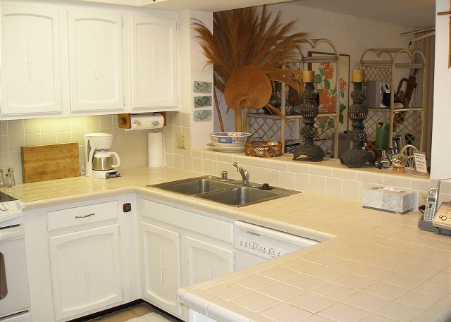 kitchen open to the dining area