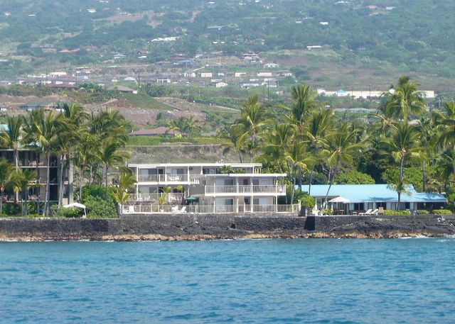 Kona Riviera view from the ocean. Your unit is the right second 