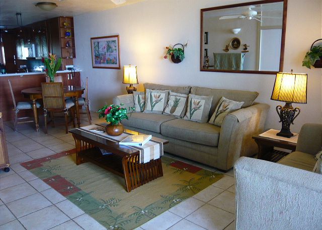 Kitchen into the living room.