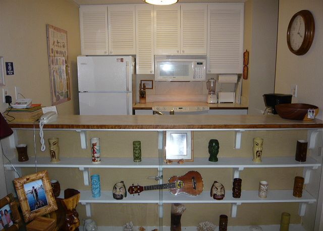 View of the kitchen from the living room.