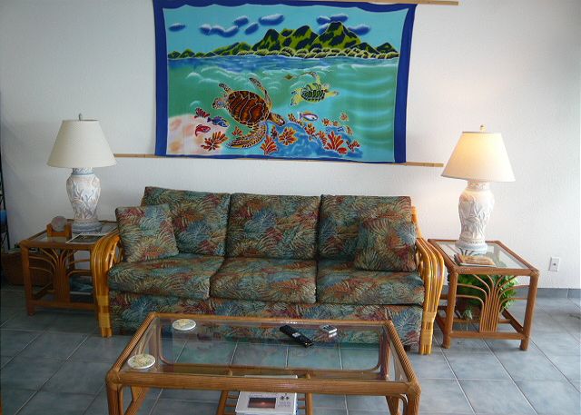 Living room with an ocean front view.