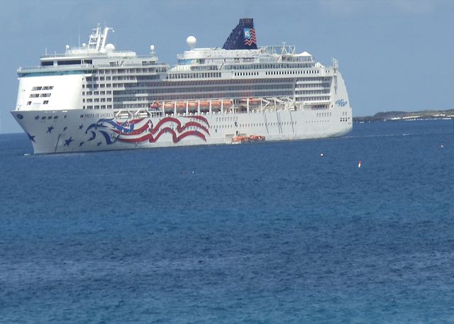 The \"Pride of America\" docks every Wednesday at the Pier in down