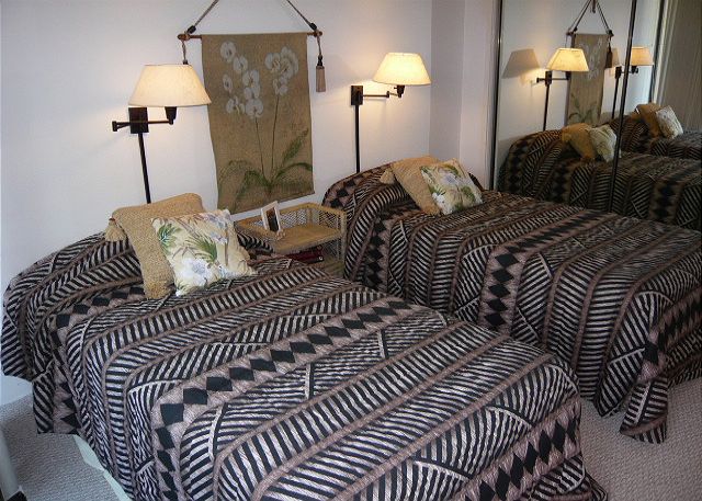 Twin beds in the second bedroom.