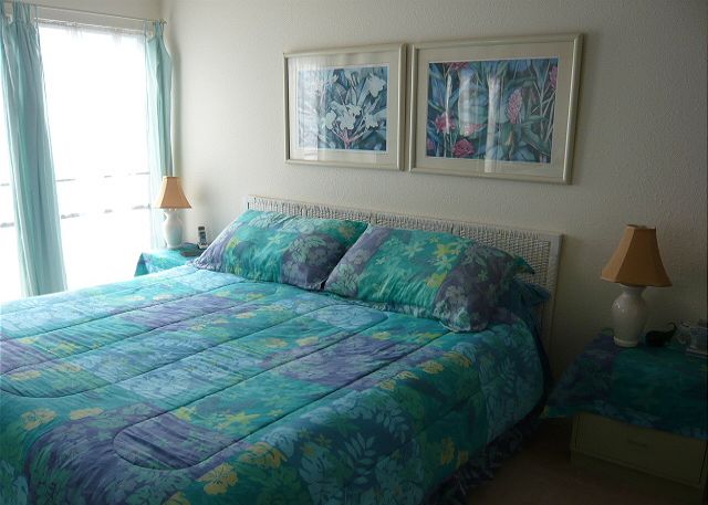 Master Bedroom with a King Bed & adjoining full bath.