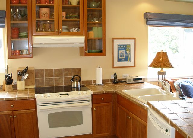 Fully equipped open kitchen.