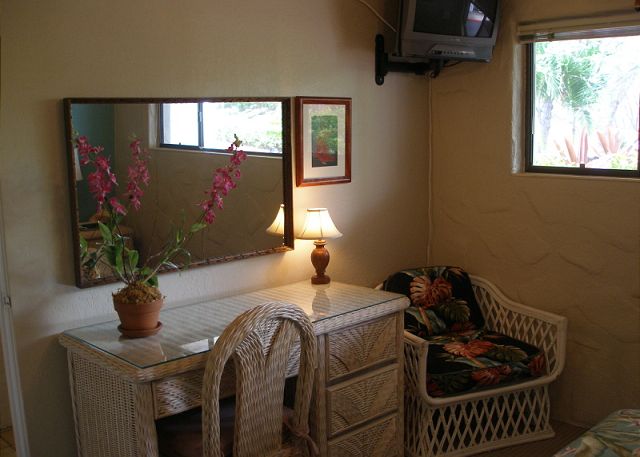 Desk and television in the bedroom