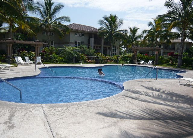Pool near the condo with a kiddie section.