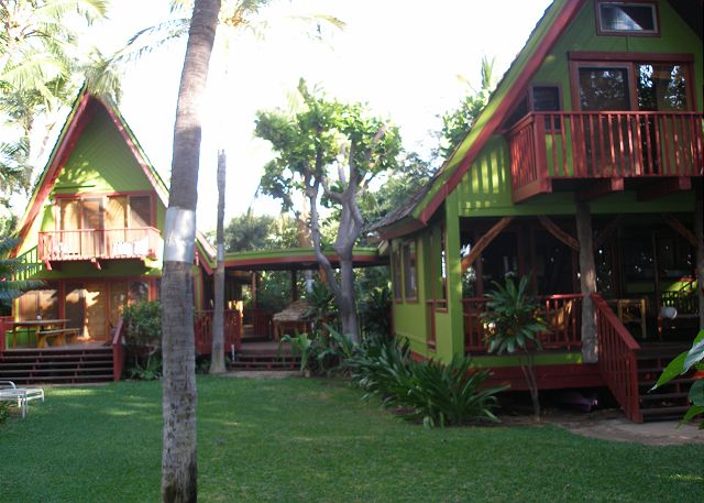 Ohana on the right and Main House on the left with large lanai b