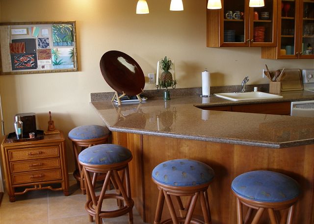 Beautiful kitchen with pool and ocean views