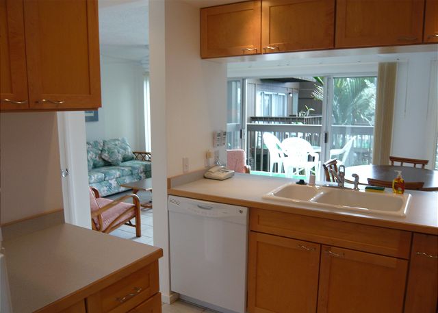 Kitchen into the living room.