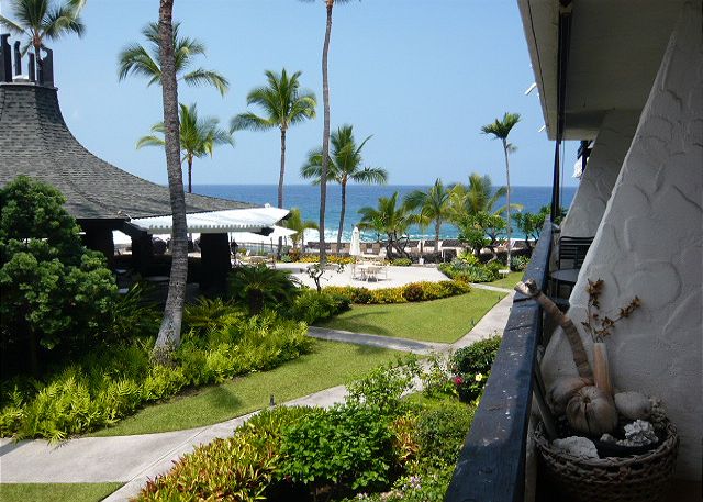 Lanai with an ocean view