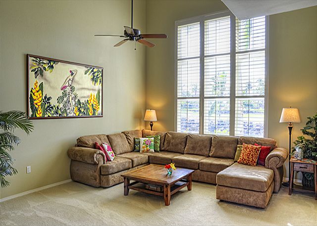 42\" LCD TV with cable, DVD, comfortable furnishings, and a golf 