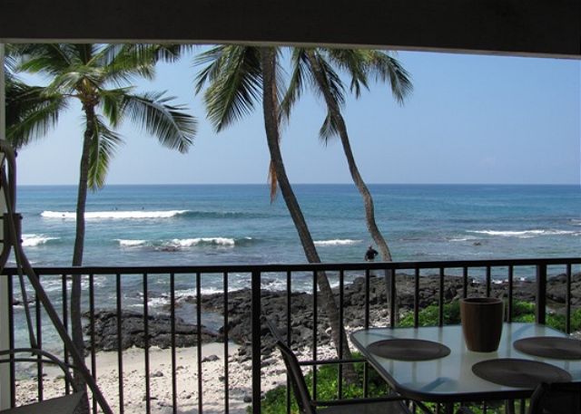 Great sunset views from this ocean front lanai.