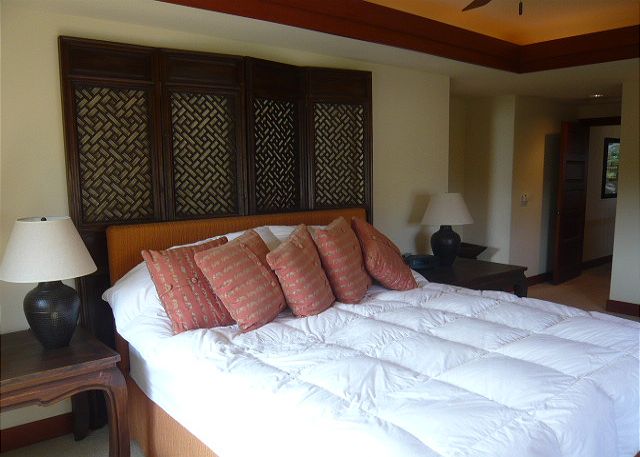 Master Bedroom with a King Bed and adjoining Bath.