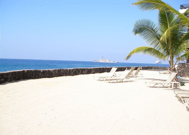 Sandy beach for relaxation at the waters edge.