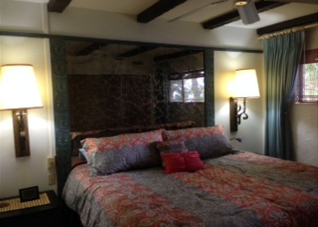 Master bedroom with new bedding