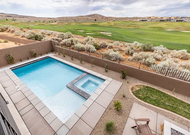 Enjoy sitting on the balcony while you watch the golfers play and your friends and family swim. 