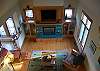 Living room with gas fireplace and hardwood floors