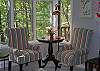 Living room chairs and forest view