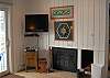 Living room fireplace and flat screen TV
