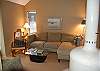Living room with free standing fireplace