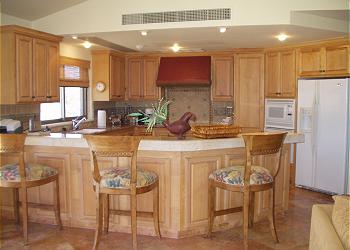 This kitchen is equipped with everything you need and more.