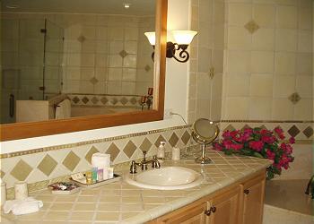 The penthouse has two spacious baths.