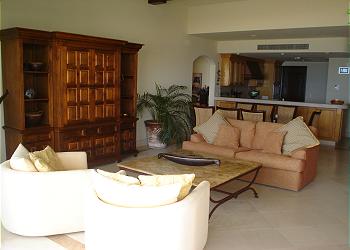 Enjoy a DVD movie in the living room of your penthouse.