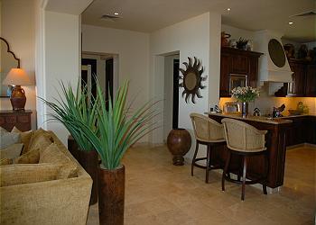 Vaulted ceilings accentuate the home's luxurious feel.