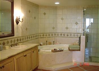 Take a nice soak in the jacuzzi tub.