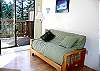 Futon for additional sleeping space.