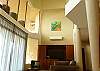 With the sunlight streaming in from above the house is bright and nice.