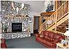 Living room with a great rock fireplace