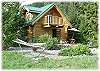 Log guest cabin with hammock and great patio area